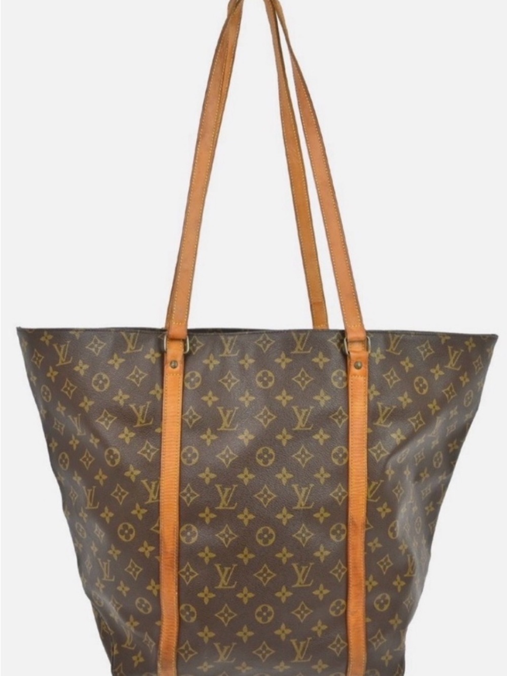 Louis Vuitton Brown Very Large Monogram Canvas Tote Shoppers Bag Leather Straps